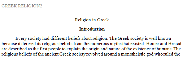 Describe how the ancient Greek religion worldview presents