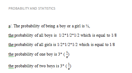 Find the probability distribution of boys and girls in families with 3 children.