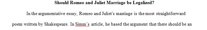 Should Romeo and Juliet marriage be legalized