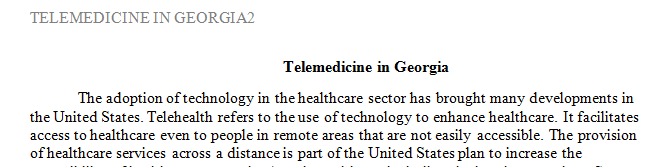 Telehealth and Reimbursement and Coverage State Policy and Gap Analysis assignment 