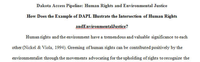 This paper is about coordinating our concern for both human rights and environmental protection at the same time.