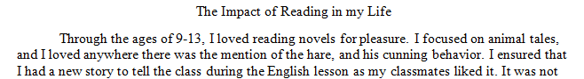 Write a short essay about the impact of reading upon your life 