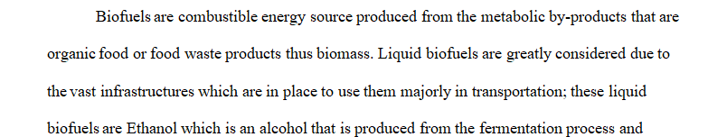 This discussion's topic is: Biofuels