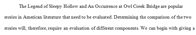 Essay between "An Occurrence at Owl Creek Bridge" and “The Legend of Sleepy Hollow”. 