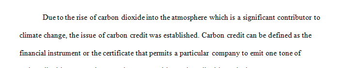 Explain carbon credits and develop an analysis to review companies or individuals carbon footprint