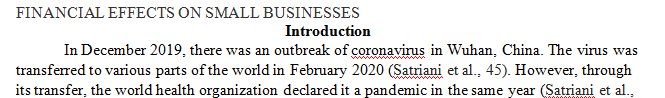 Financial Effects on small businesses