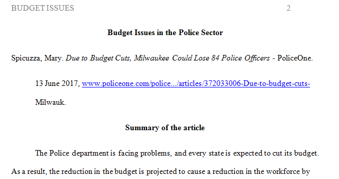 Find a recent media or news article on the Internet concerning budget issues a police or other public sector agency is currently facing.