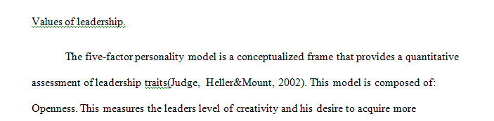 First discuss the five-factor personality model in relation to leadership.