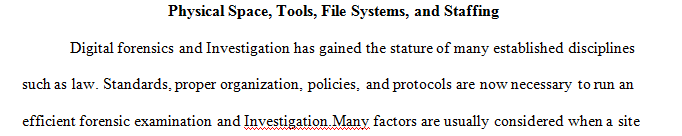 Identify the staffing positions that Mega Corp will need to staff the digital forensics and investigation lab.