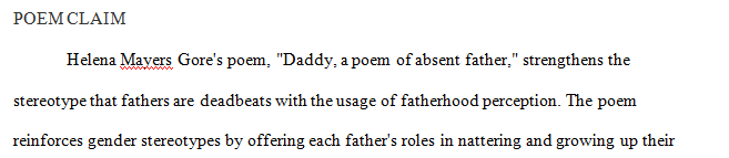 In an argumentative claim take a stance on whether that poem challenges or strengthens gender stereotypes.