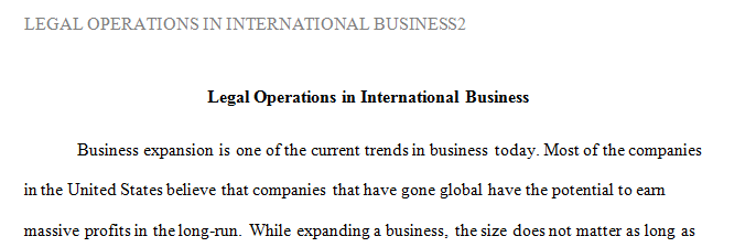 Legal Operations in International Business