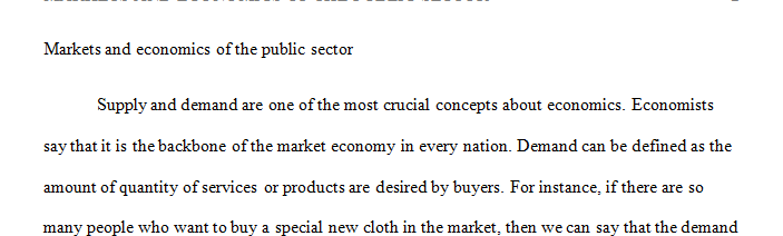 Markets and Economics of the Public Sector