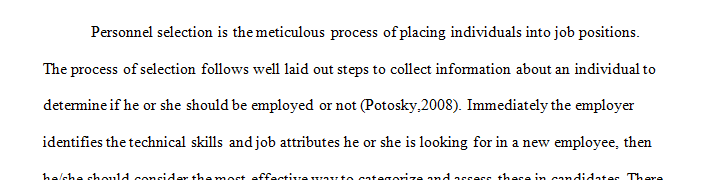 Personnel Selection Process Development
