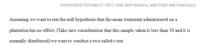Post a null hypothesis that would use a t test statistical analysis
