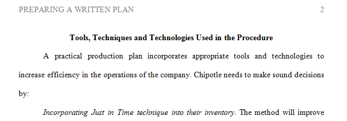 Prepare a written plan an Chipotle Mexican Grill Delivery business opportunity.