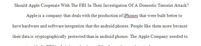 Should Apple cooperate with the FBI in their investigation of a domestic terrorist attack