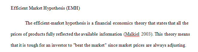 The book discusses the Efficient Market Hypothesis (EMH) and its three forms.