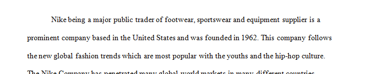 This paper should be about a an impact that Nike's has on a foreign country with reference to sports.