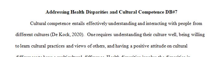  Addressing Health Disparities and Cultural Competence 