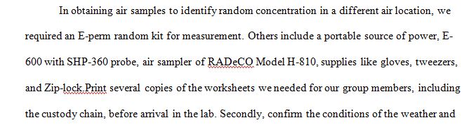 Topic: Air Sampling and Radon Analysis