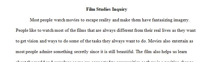 Topic  Film studies inquiry