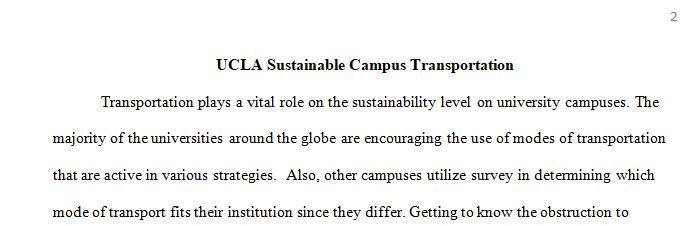 Topic  UCLA Sustainable Campus Transportation