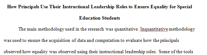 Using their instructional leadership roles how will principals ensure equality for special education students in general education setting