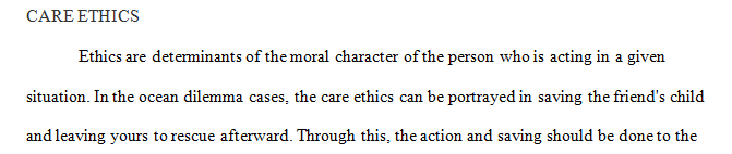 Using what you know about Virtue or Care Ethics what do you do