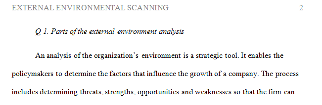 What is the external environmental analysis process (four parts)