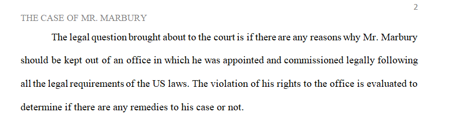 When reading the excerpt that I handed out from Marbury v. Madison