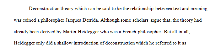 Write 4 pages about Deconstruction which is the theory of Deconstruction which was formulated by Derrida.