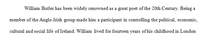 Write a 3 page research essay on how William Butler Yeats identity shaped his poetry.