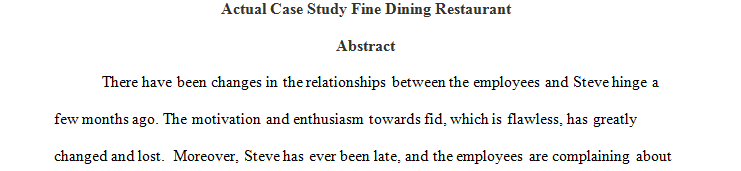 Actual Case Study Fine Dining Restaurant