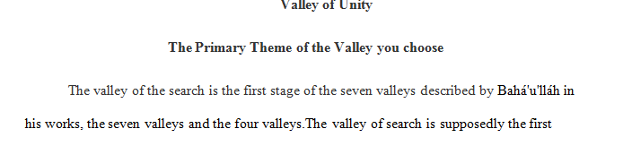 Answer to this questions What is the main theme of the valley you chose