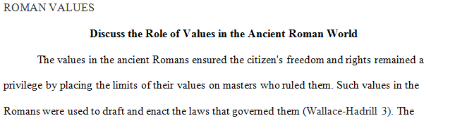 Discuss the role of values in the ancient Roman world.