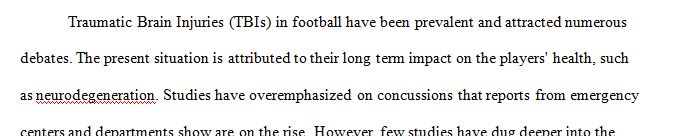 Traumatic brain injuries in football research paper