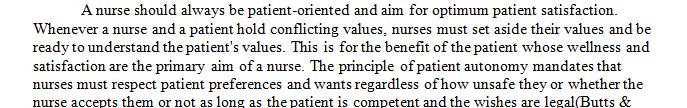What factors should be considered when dealing with decisions where the nurse and patient hold differing values