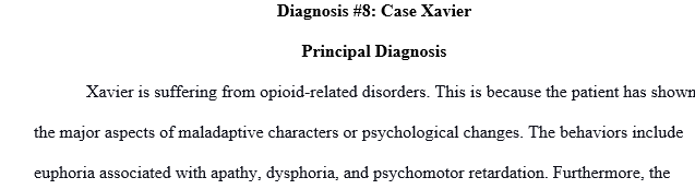 What is the principal diagnosis or reason for the visit that you would assign to this client? What criteria does this client meet for the diagnosis