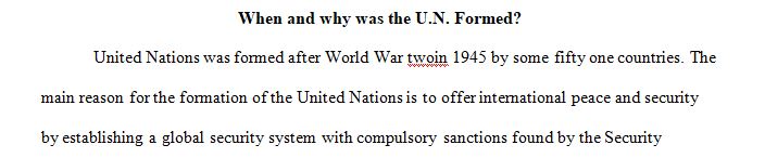 When and why did the United Nations form