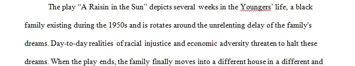 Analytical argument through a critical lens about the play A Raisin in the Sun.