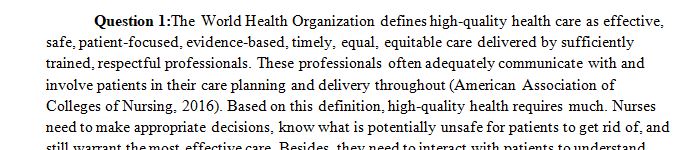 Basic Organizational and Systems Leadership for Quality Care and Patient Safety