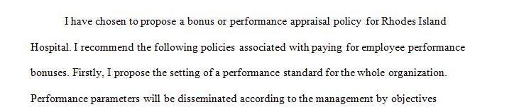 Create a policy outline that details how pay for performance