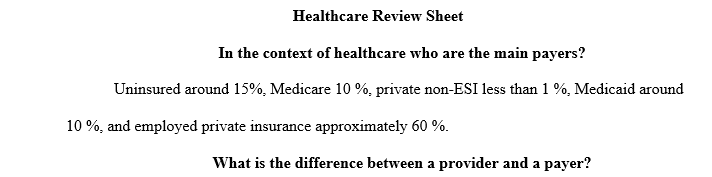 I just have a review sheet that needs to be completed for this United states healthcare class so I can study for my midterm.