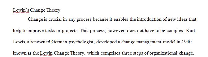 One of the seminal studies and theories related to change management is Kurt Lewin’s Change Theory.