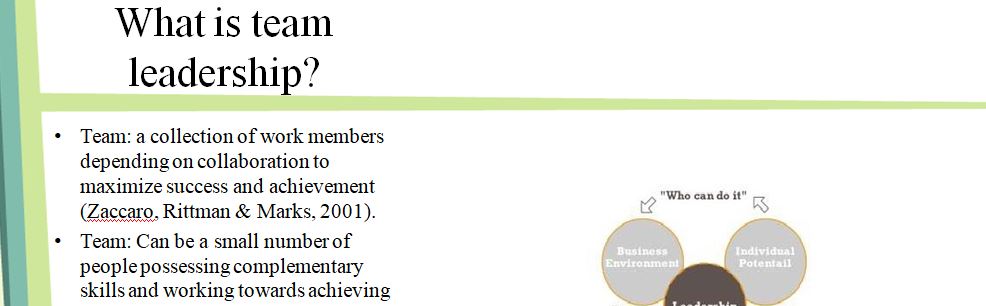 Review at least four (6) academically reviewed articles on Team Leadership