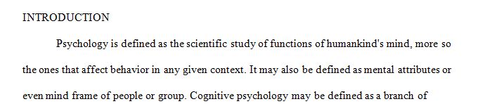 Review of the literature on cognitive psychology 