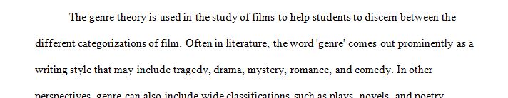 Review the discussion of genre in Chapter 3 of Film: From Watching to Seeing