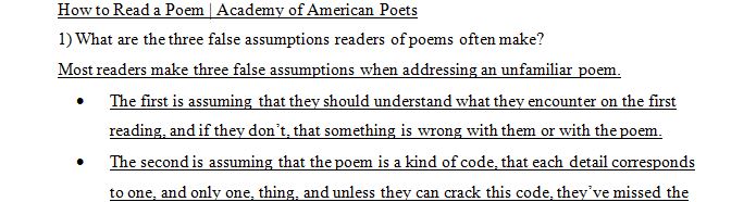 What are the three false assumptions readers of poems often make