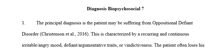 What is the principal diagnosis or reason for the visit that you would assign to this client? What criteria does this client meet for the diagnosis?