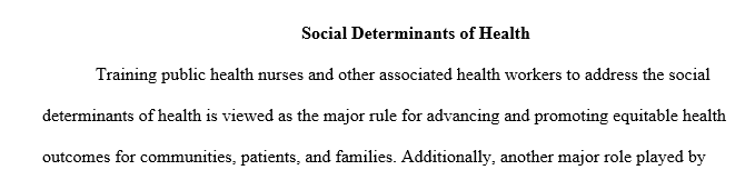 Why is addressing the social determinants of health especially important as a community/public health nurse?